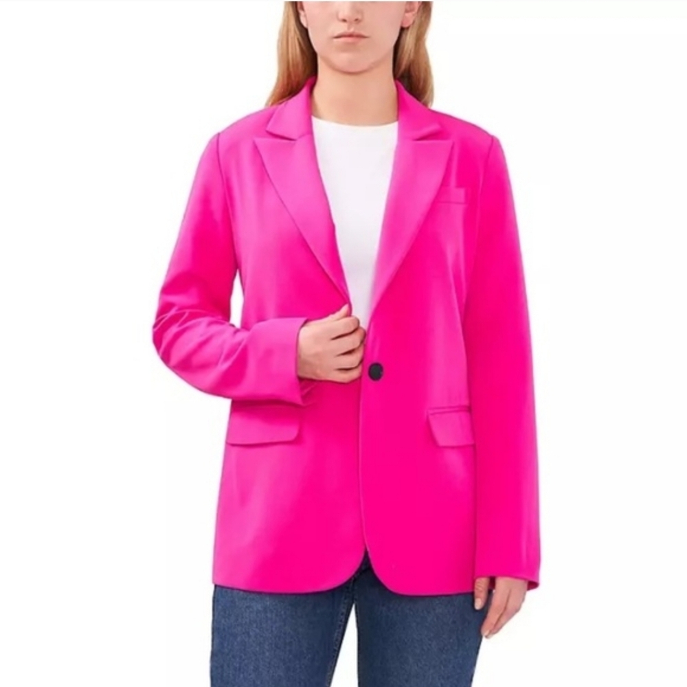 Vince Camuto Blazer Hot Pink Silky One Button Jacket NEW Long Business Designer